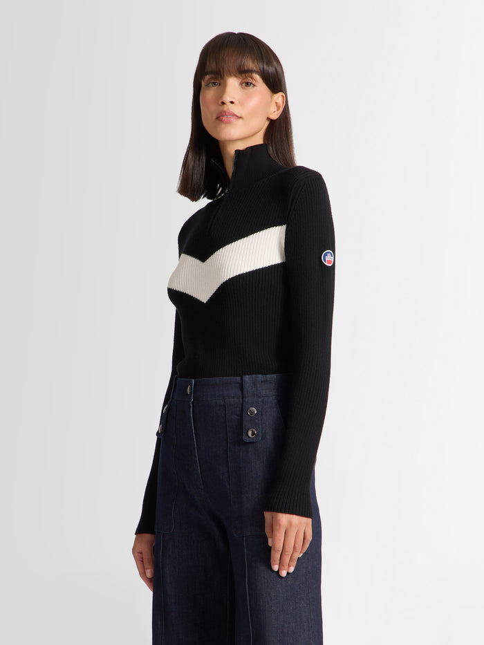 From the brand Fusalp Women's Andromede Sweater in Noir/Neige - abigail fashion