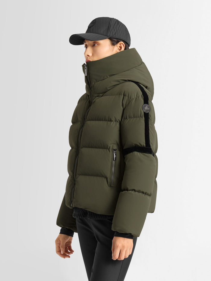 From the brand Fusalp Women's Barsy Down Jacket in Moss Green/Noir - abigail fashion