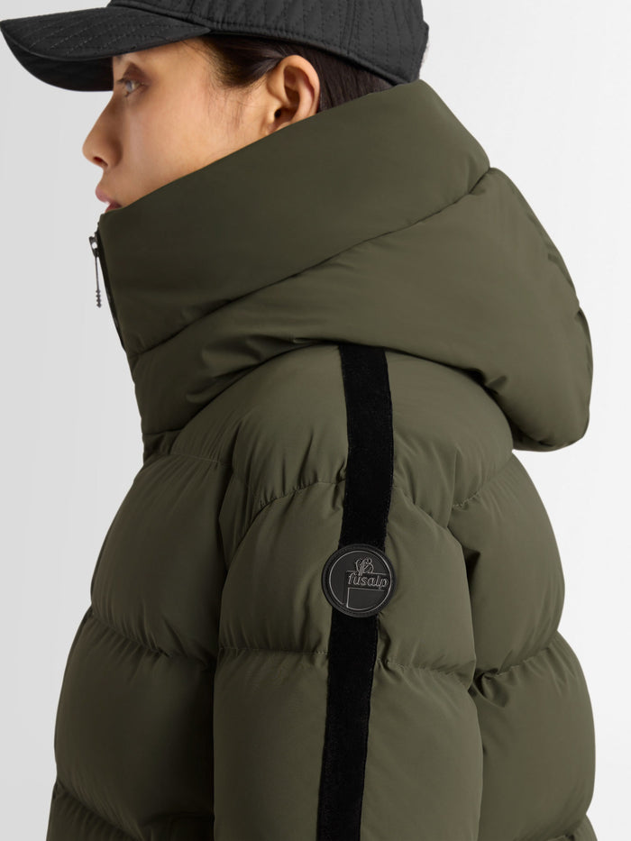From the brand Fusalp Women's Barsy Down Jacket in Moss Green/Noir - abigail fashion
