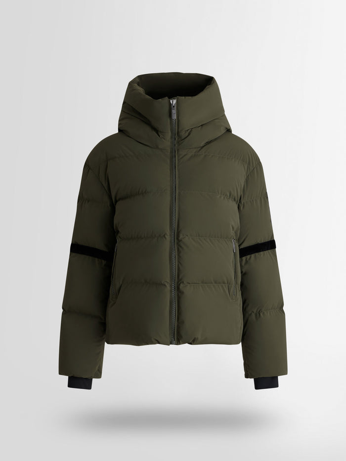 From the brand Fusalp Women's Barsy Down Jacket in Moss Green/Noir - abigail fashion