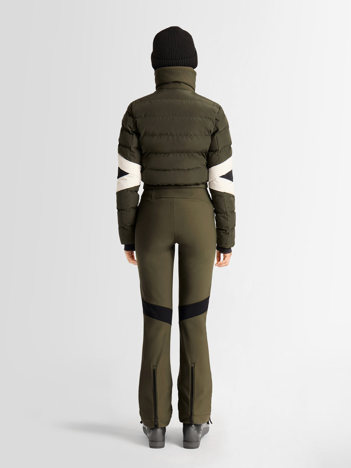 From the brand Fusalp Women's Clarisse Ski Suit in Moss Green/Noir/Neige - abigail fashion