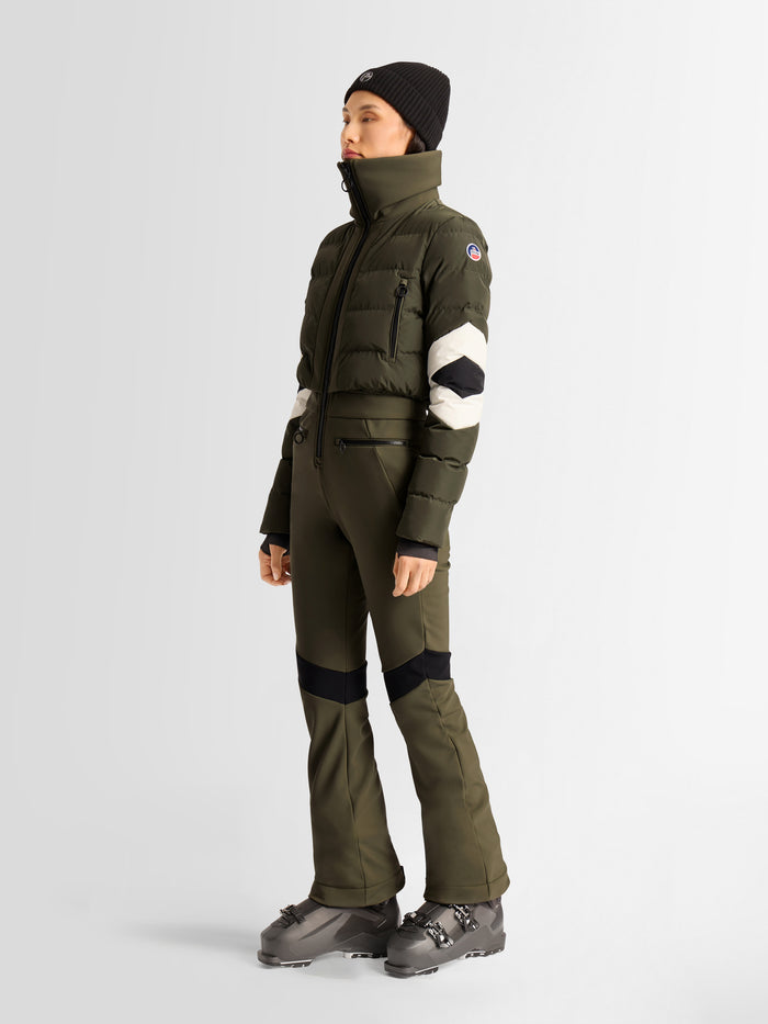 From the brand Fusalp Women's Clarisse Ski Suit in Moss Green/Noir/Neige - abigail fashion