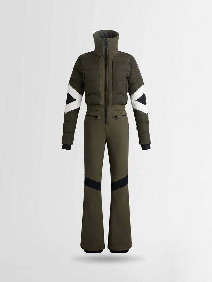 From the brand Fusalp Women's Clarisse Ski Suit in Moss Green/Noir/Neige - abigail fashion