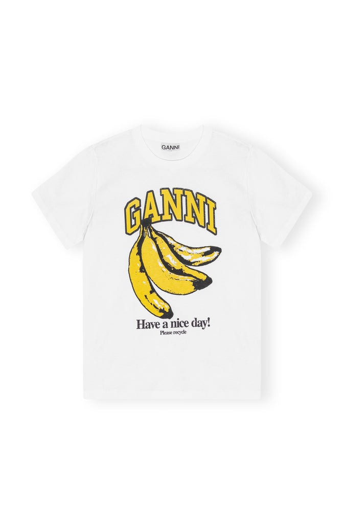 Ganni Basic Jersey Banana Relaxed T-Shirt Bright White Bach&Co