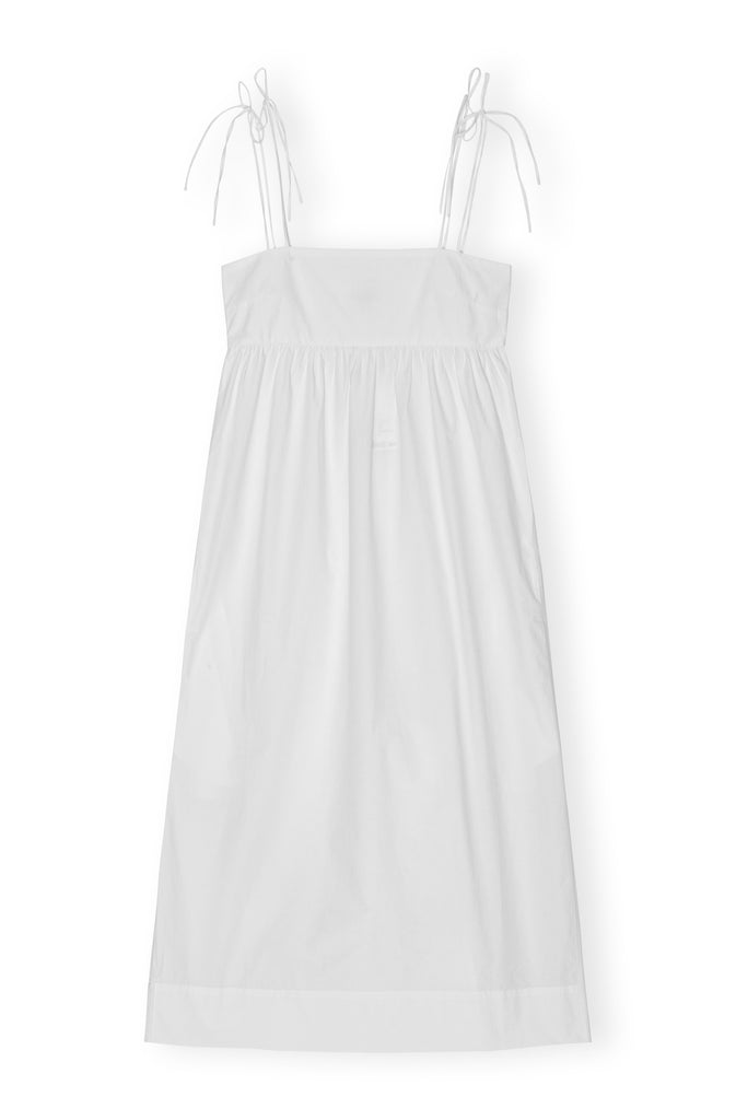 Ganni Cotton Poplin String Midi Dress Bright White Bach&Co