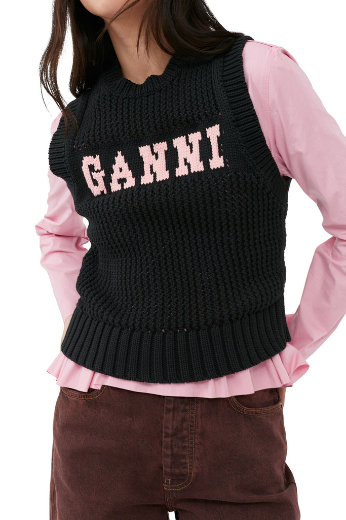 Ganni Cotton Rope Vest Black Bach&Co