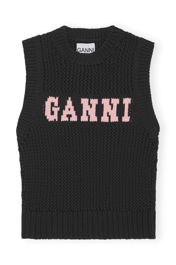 Ganni Cotton Rope Vest Black Bach&Co