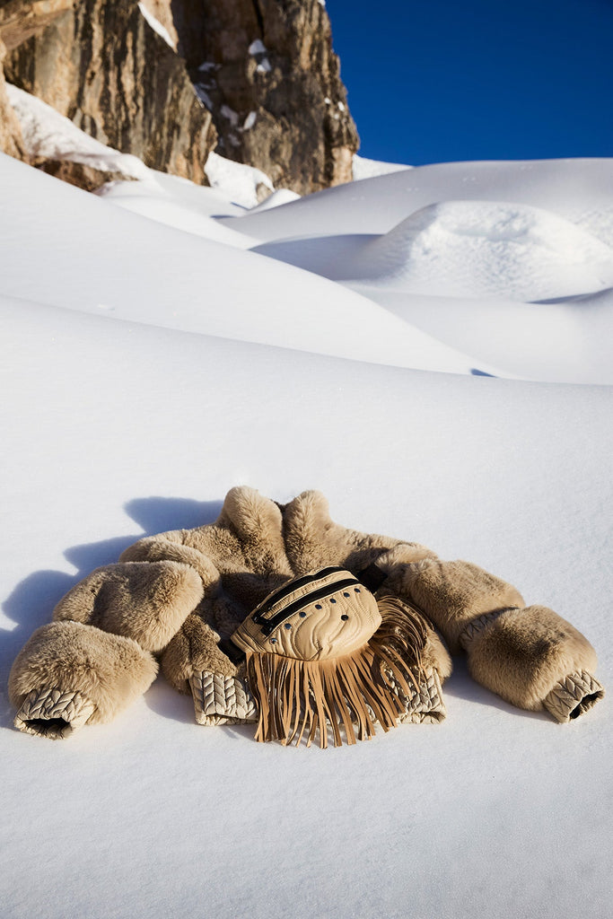 From the brand GoldBergh Women's Furry Ski Jacket in Caramello - abigail fashion
