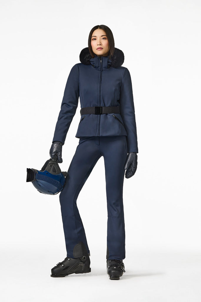 From the brand GoldBergh Women's Hida Faux Border Ski Jacket in French Blue - abigail fashion