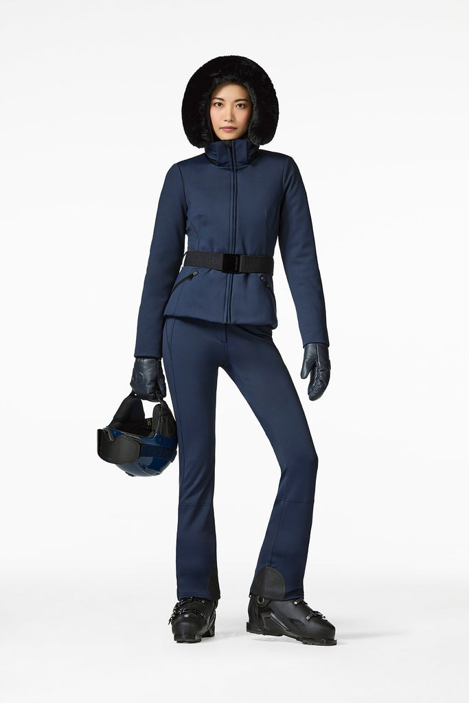 From the brand GoldBergh Women's Hida Faux Border Ski Jacket in French Blue - abigail fashion