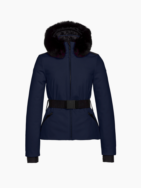 From the brand GoldBergh Women's Hida Faux Border Ski Jacket in French Blue - abigail fashion