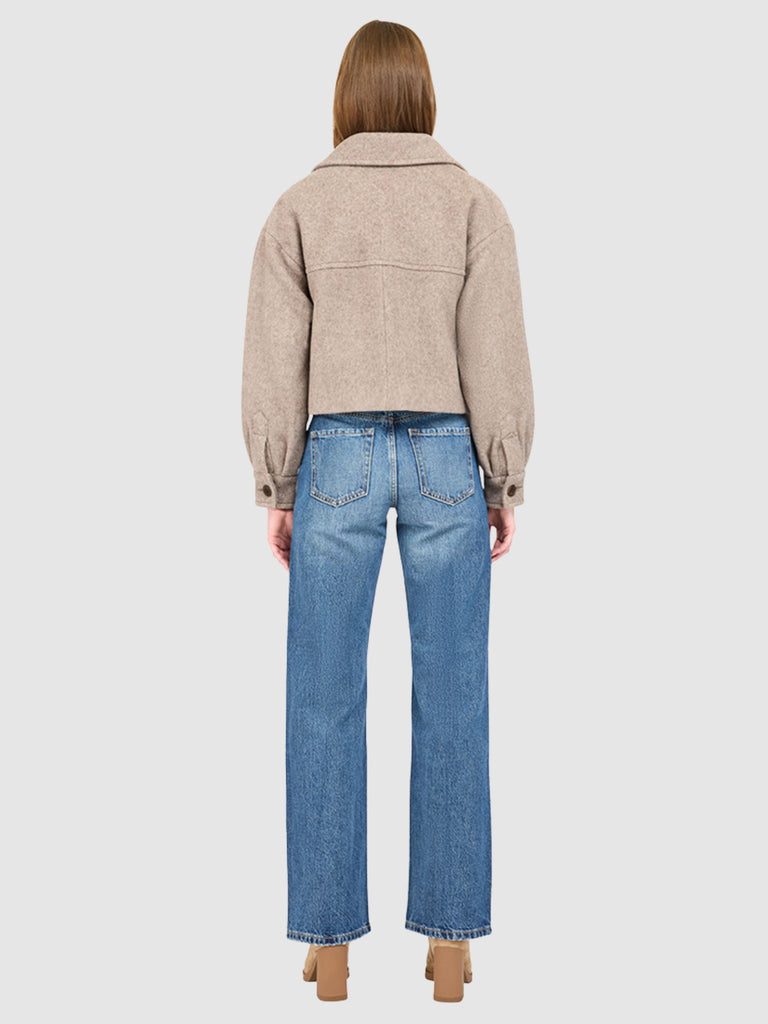 From the brand HISO Women's Abigail Woven Short Jacket  in Taupe - abigail fashion