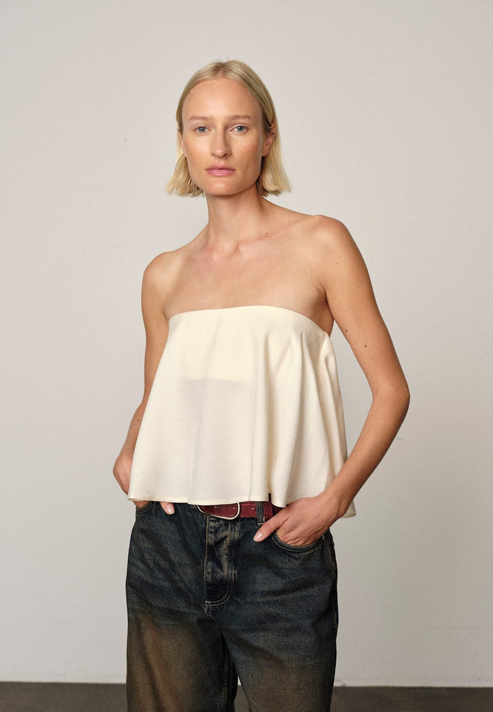 From the brand Herskind Women's Opal Top in Off White - abigail fashion