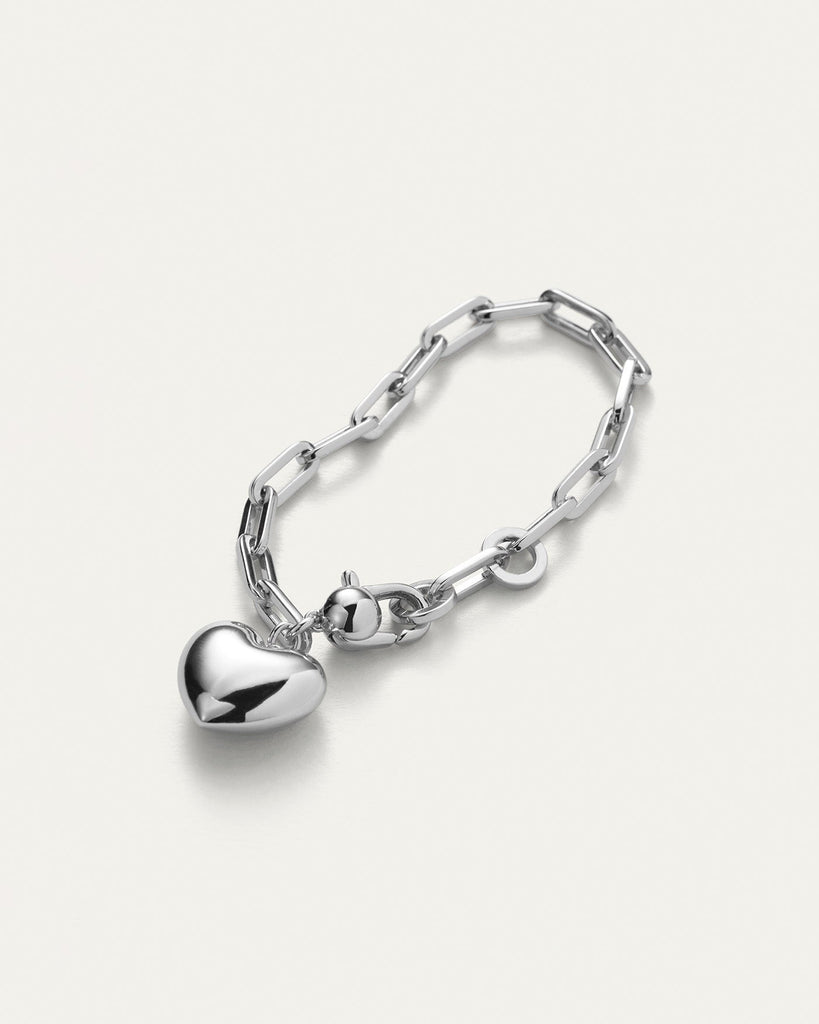 Jenny Bird Puffy Heart Bracelet High Polish Silver abigail_fashion