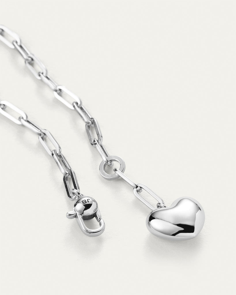 Jenny Bird Puffy Heart Chain High Polish Silver abigail_fashion