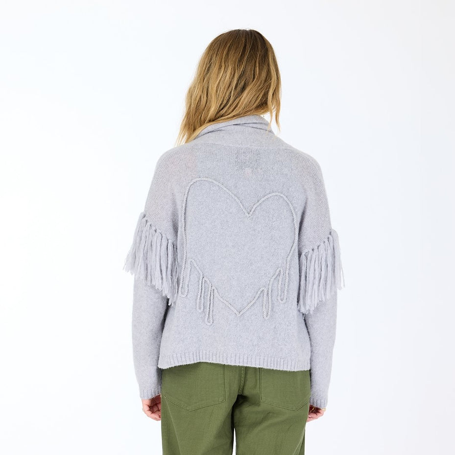 From the brand Kerri Rosenthal Women's Cali Beau-Lero Sweater in Platinum - abigail fashion