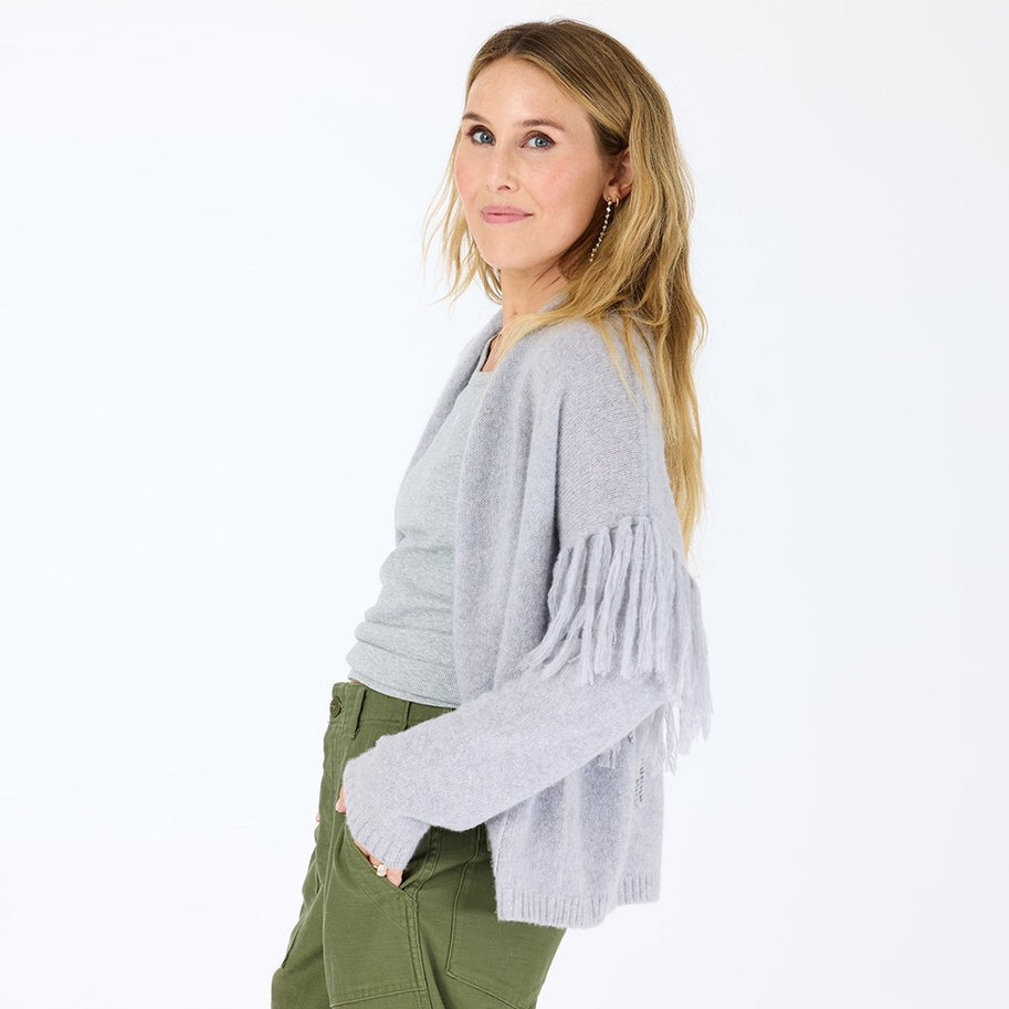 From the brand Kerri Rosenthal Women's Cali Beau-Lero Sweater in Platinum - abigail fashion