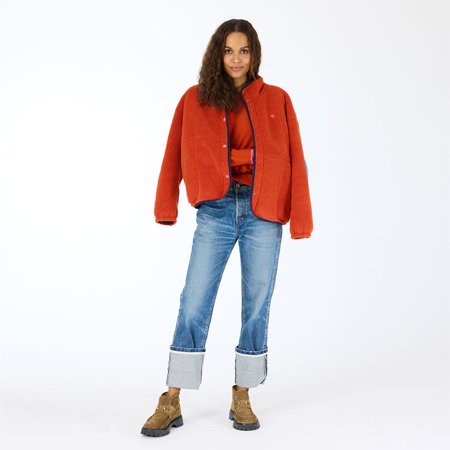 From the brand Kerri Rosenthal Women's Coze Magoze Jacket in Rust - abigail fashion