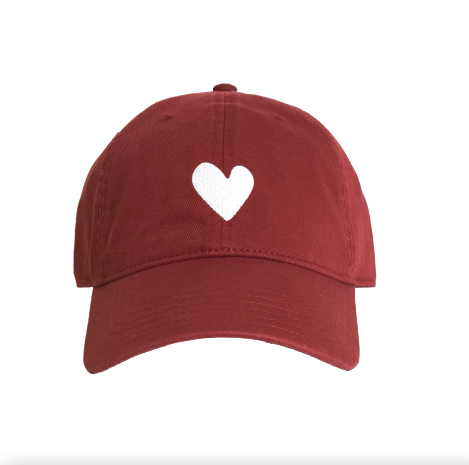 From the brand Kerri Rosenthal Women's Kr Embroidered Heart Hat in Red-White - abigail fashion