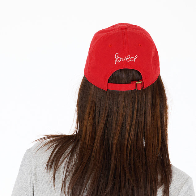 From the brand Kerri Rosenthal Women's Kr Imperfect Chenille Heart Hat in Cherri / White - abigail fashion