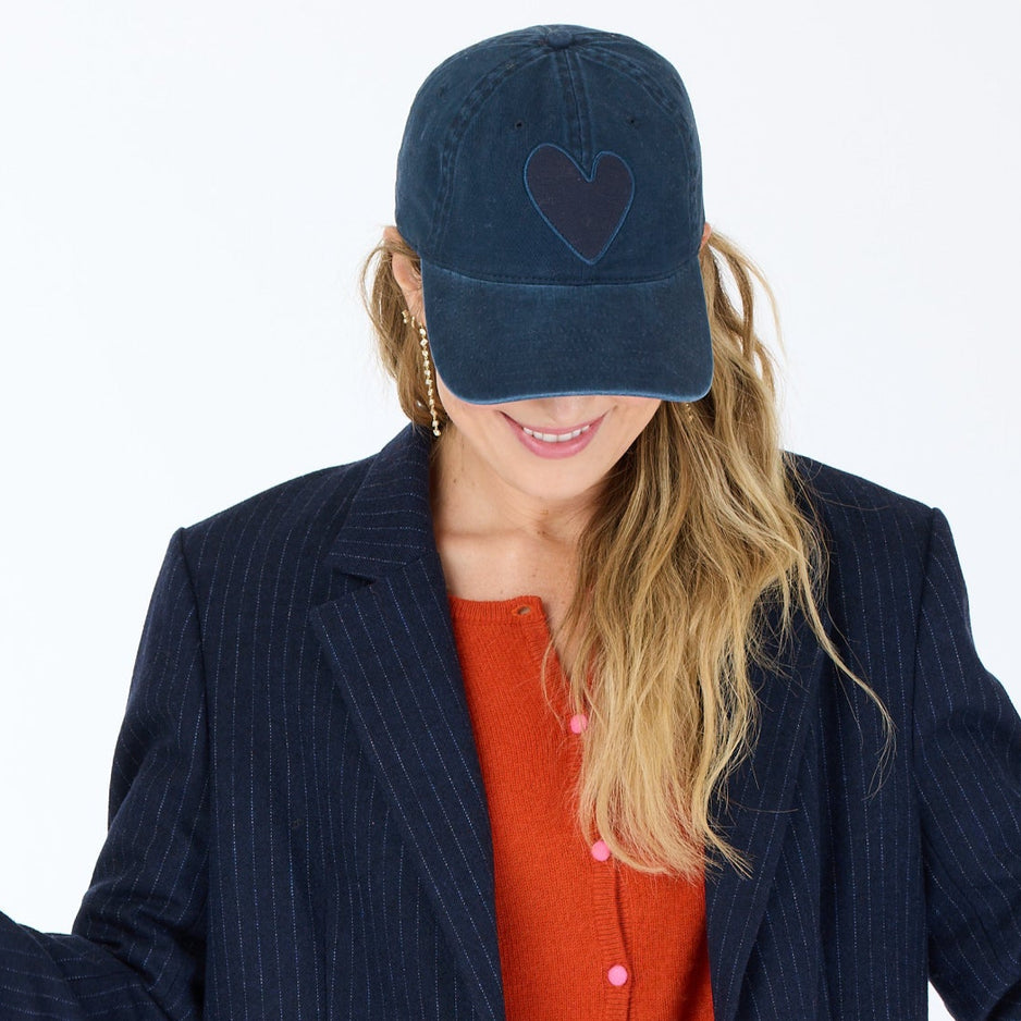From the brand Kerri Rosenthal Women's Kr Imperfect Heart Hat in Indigo Blue - abigail fashion