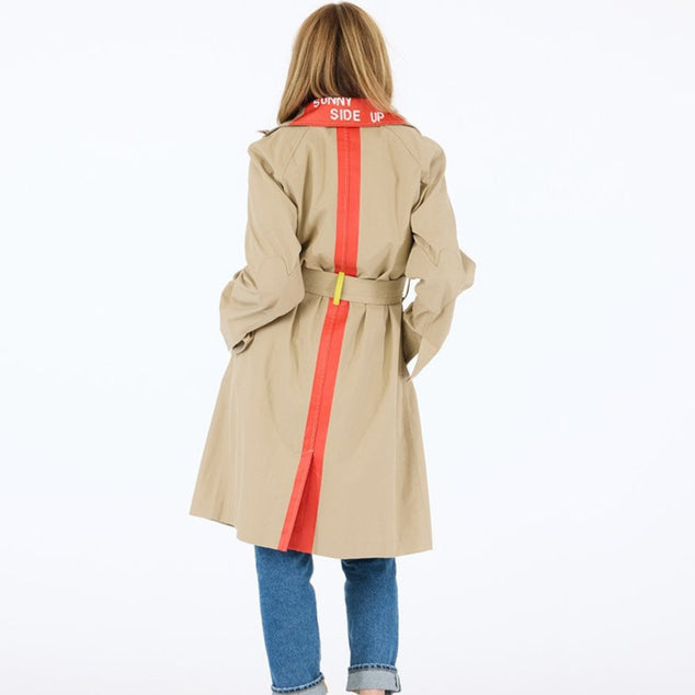 From the brand Kerri Rosenthal Women's Kr Trench Coat in Khaki - abigail fashion