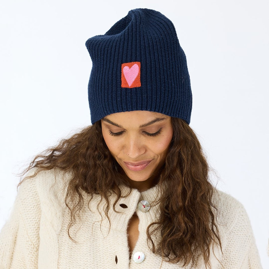 From the brand Kerri Rosenthal Women's Love Brigade Beanie in Indigo Blue - abigail fashion