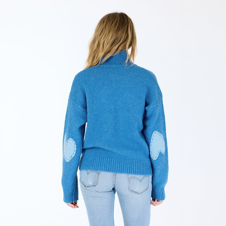 From the brand Kerri Rosenthal Women's Lucy Mock Neck Sweater in Heather Blue - abigail fashion