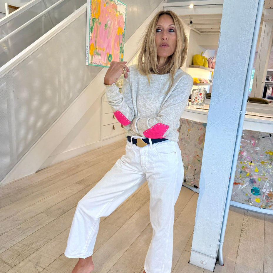 From the brand Kerri Rosenthal Women's Patchwork Pullover in Stardust - abigail fashion