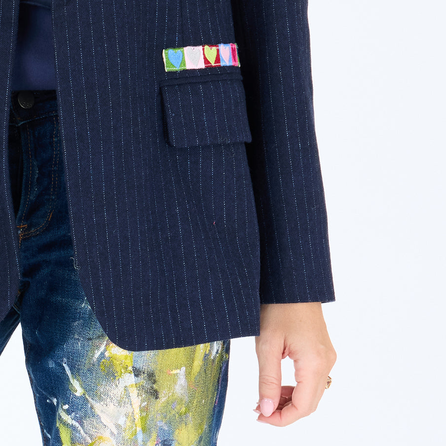 From the brand Kerri Rosenthal Women's Workday Love Brigade Blazer in Indigo Blue - abigail fashion