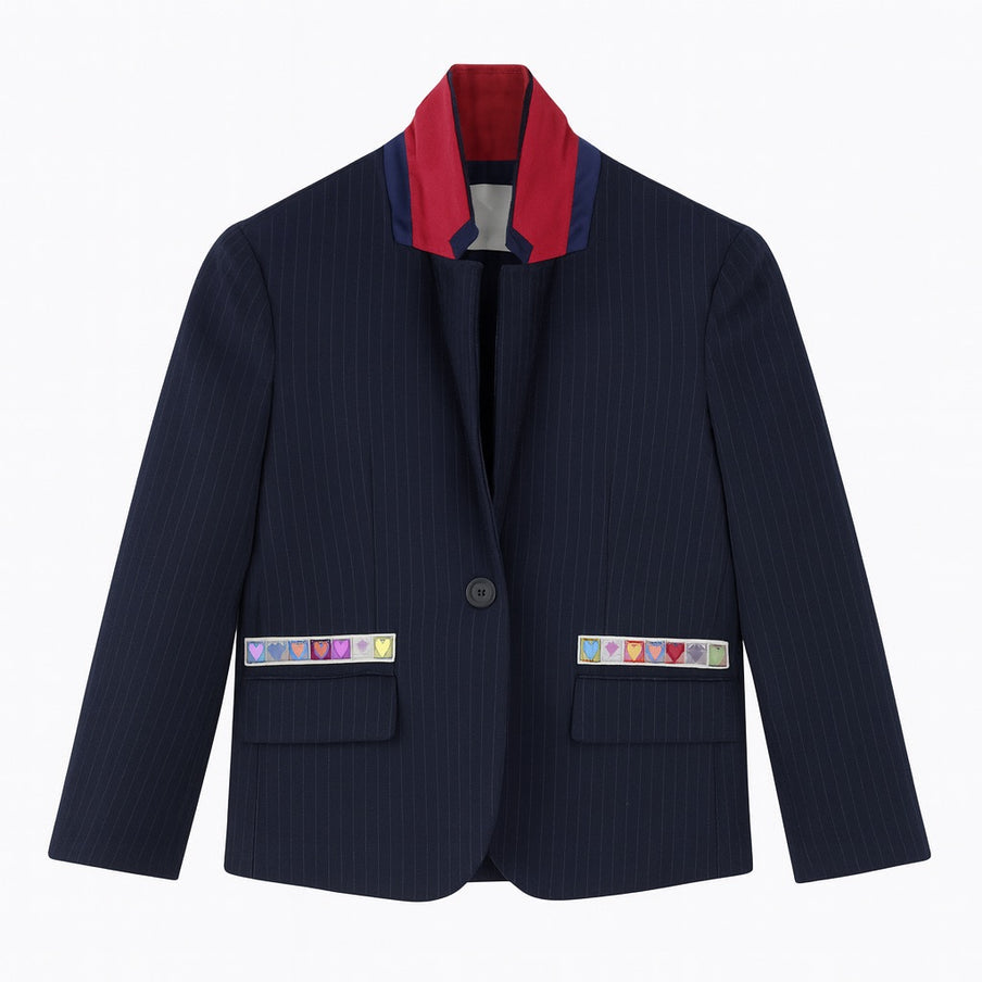 From the brand Kerri Rosenthal Women's Workday Love Brigade Blazer in Indigo Blue - abigail fashion