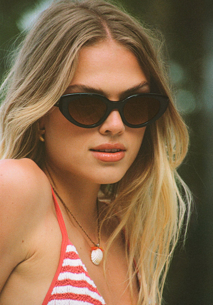 Krewe Irene Black + Black and Crystal Sunglasses Black + Black and Crystal abigail fashion