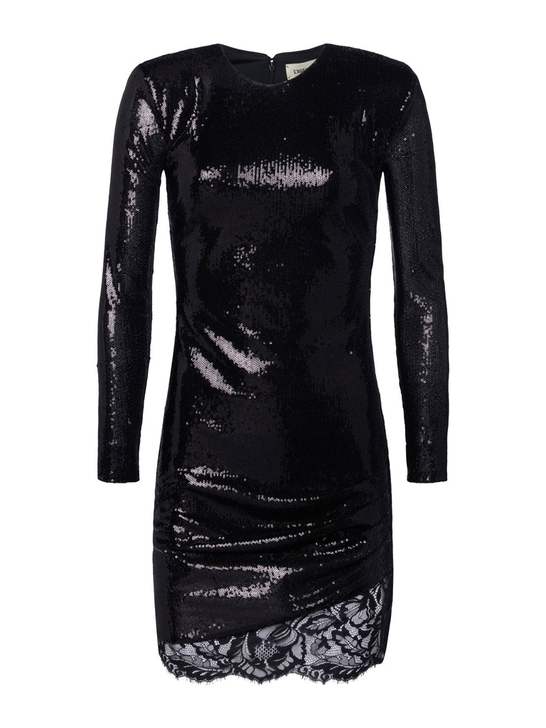 L'agence Alba Mini Dress With Lace Black abigail_fashion