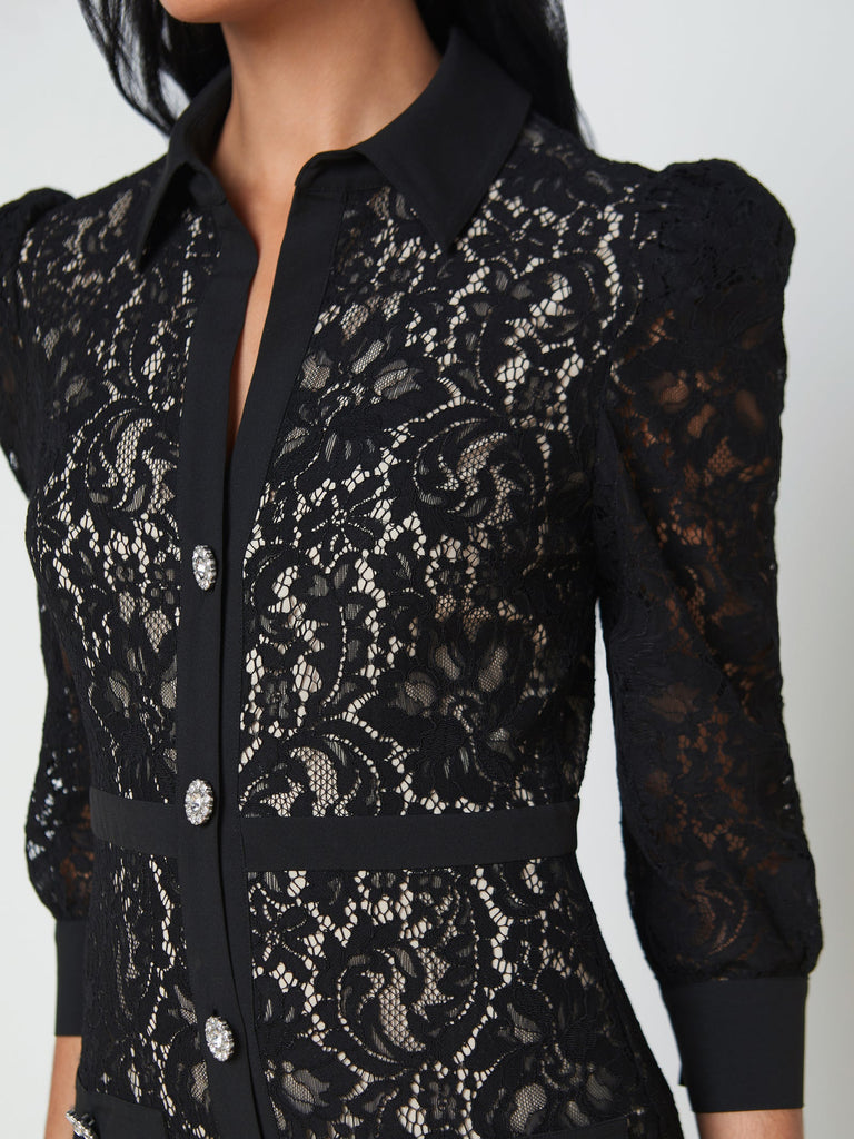 L'agence Kamala Lace Mini Dress Black abigail fashion