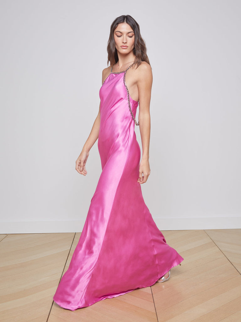 L'agence Majesty Dress With Chain Magenta Pink abigail_fashion