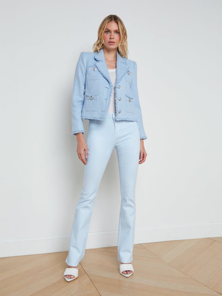 L'agence Sylvia Collard Jacket Pale Blue Silver abigail fashion