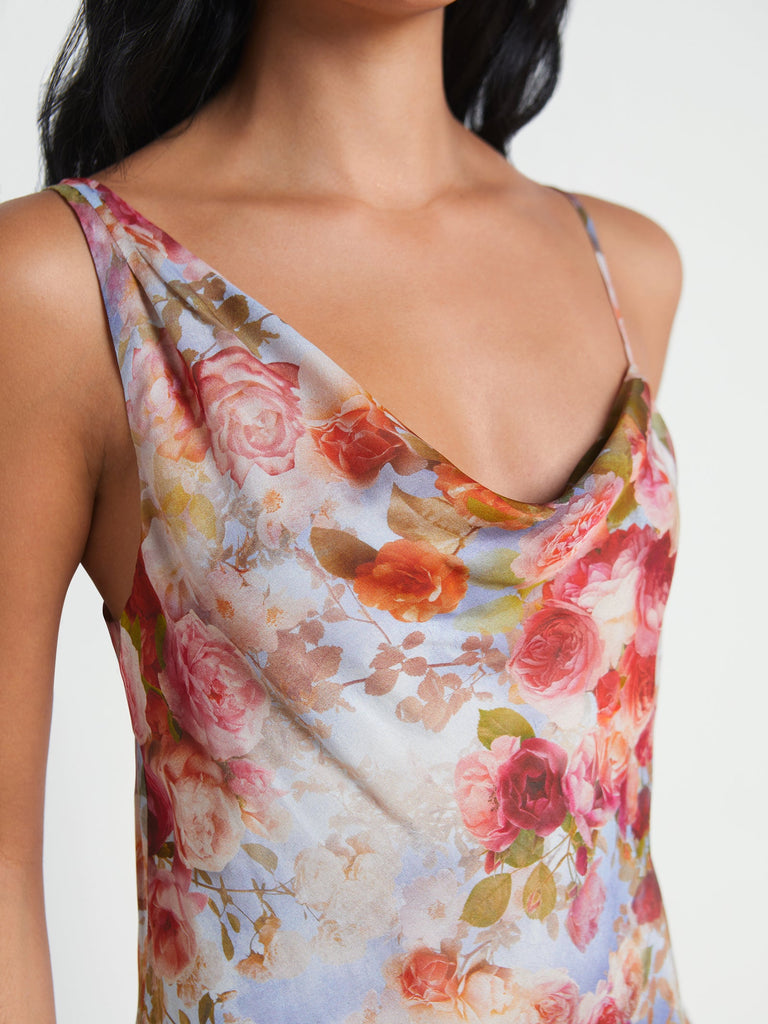 L'agence Viola Asymmetrical Cowl-Neck Gown Multi Soft Cloud Floral abigail fashion