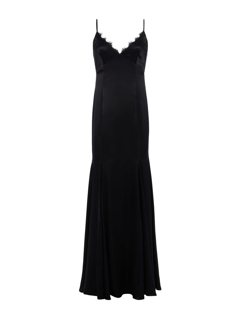 L'agence Zanna Lace Trim Gown Black abigail fashion