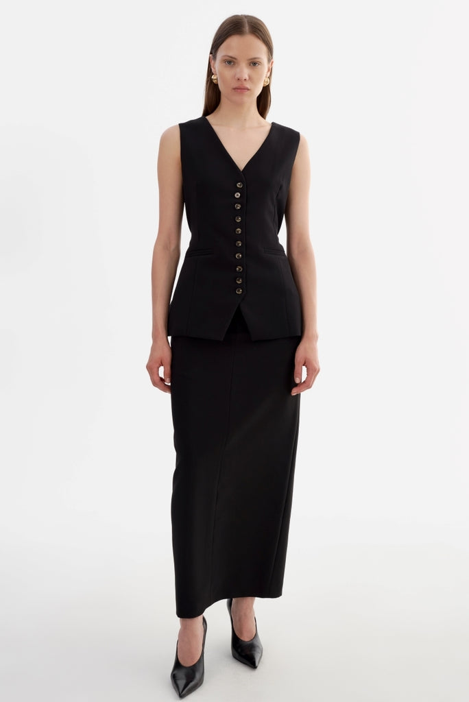 From the brand LaMarque Women's Belle Hourglass Vest in Black - abigail fashion