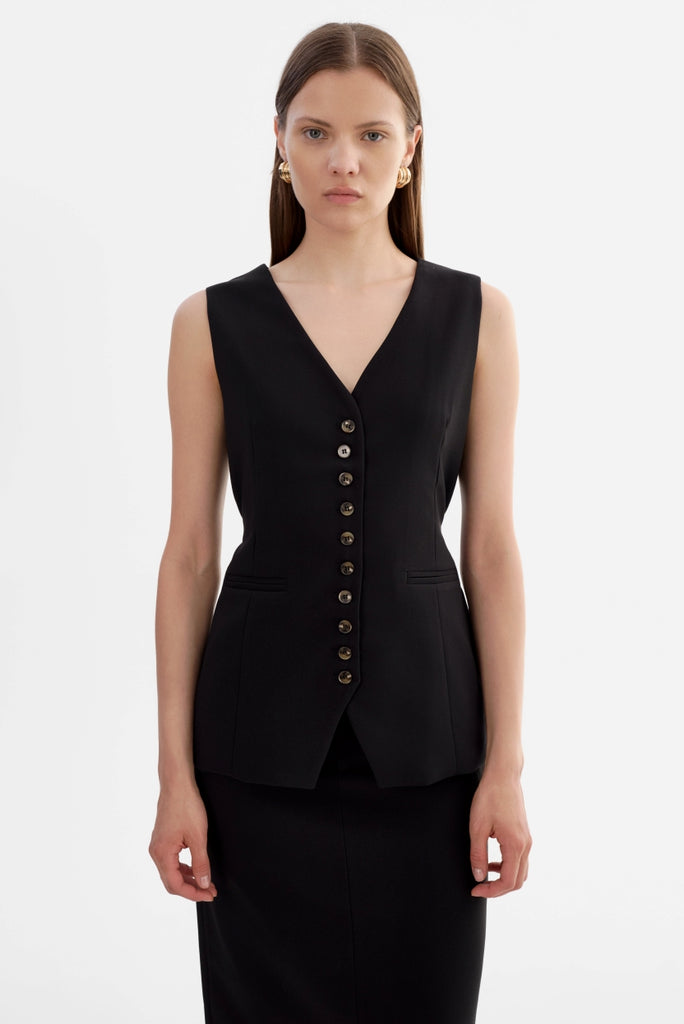 From the brand LaMarque Women's Belle Hourglass Vest in Black - abigail fashion