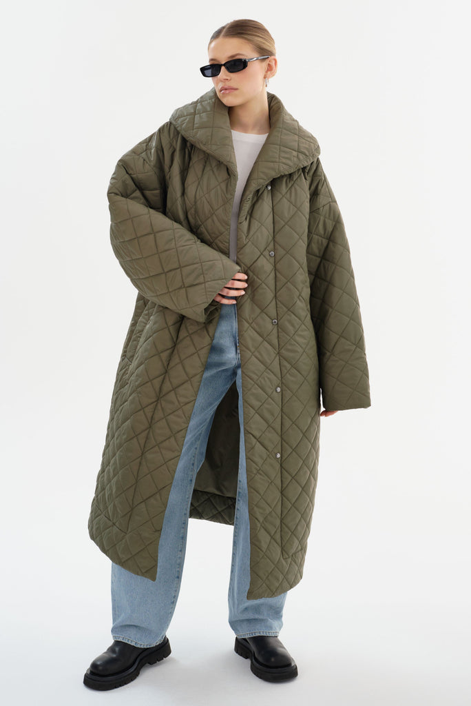 From the brand LaMarque Women's Hendrika Quilted Coat in Sage - abigail fashion
