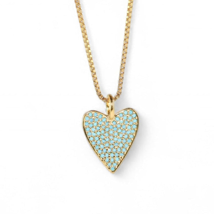 From the brand Lolo Jewellery Women's Brave Heart Pendant in Turquoise - Gold Filled - abigail fashion