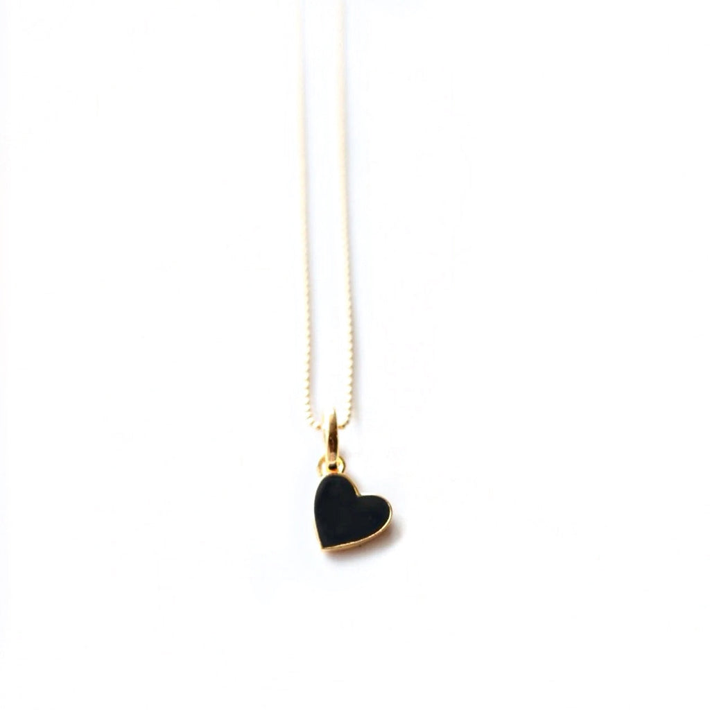 From the brand Lolo Jewellery Women's Enamelled Heart Pendant in Black - Gold Vermeil - abigail fashion