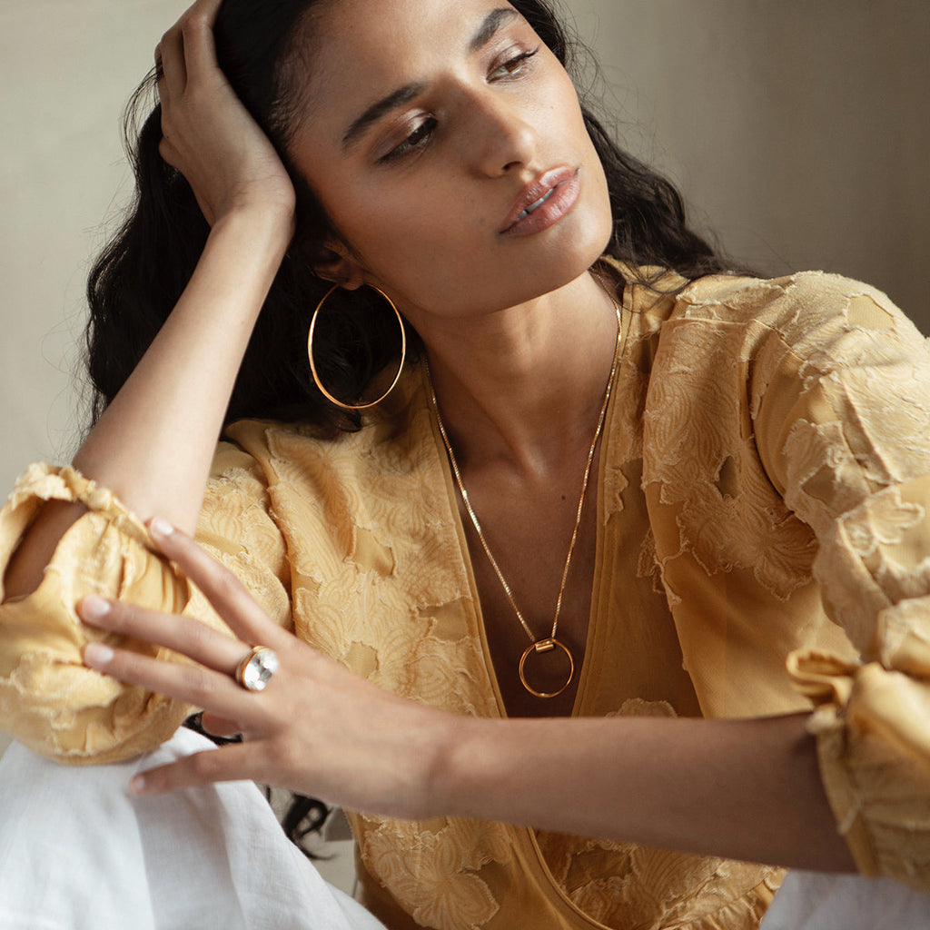 From the brand Lolo Jewellery Women's Lolo Hoops Earring in Gold Vermeil - abigail fashion