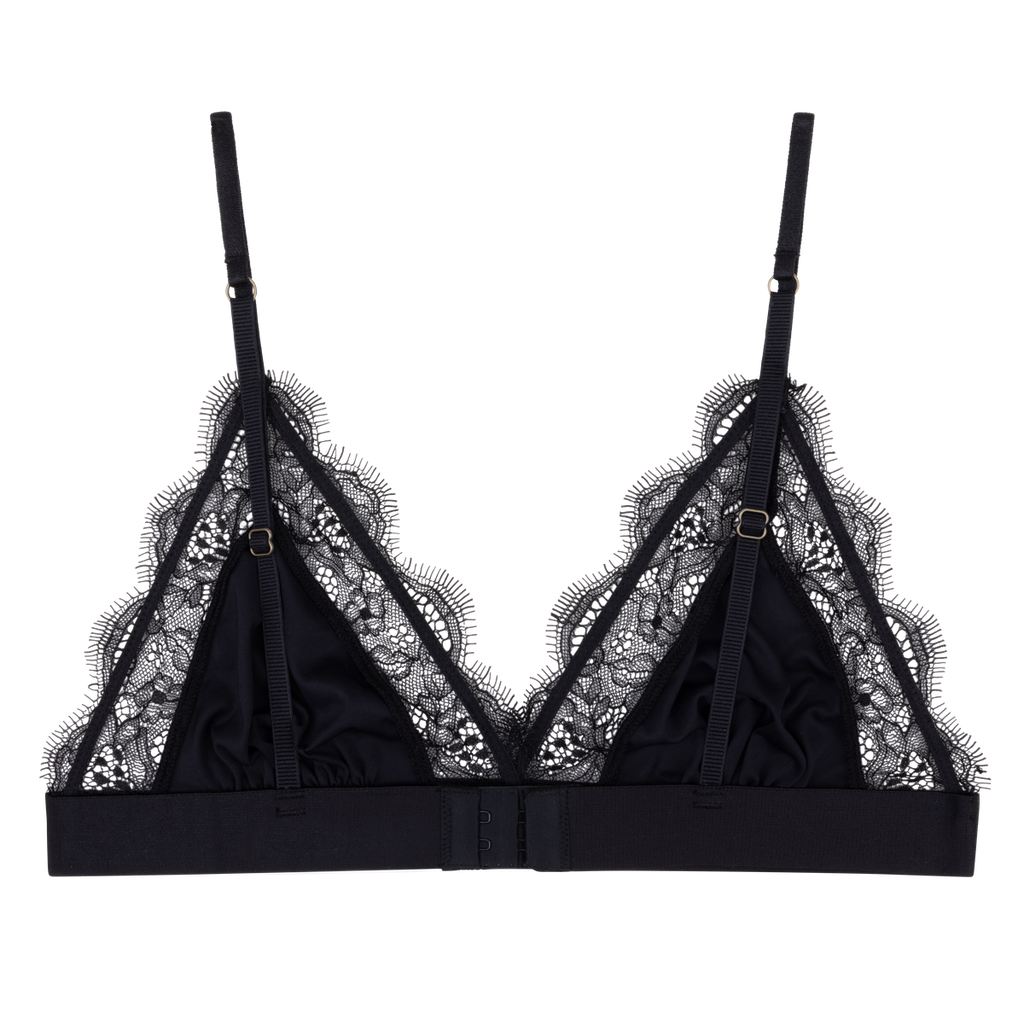 Love Stories Women's Love Lace Delicate Triangle Bralette Black - abigail fashion