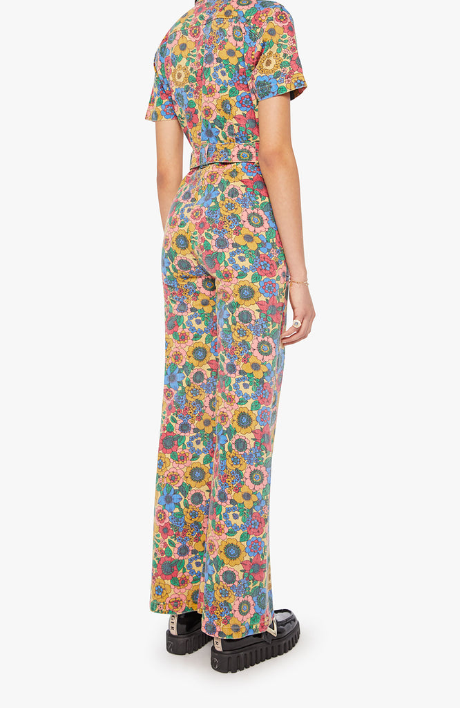 MOTHER The Hustler Roller Jumpsuit Heel Track And Flower Fields abigail fashion