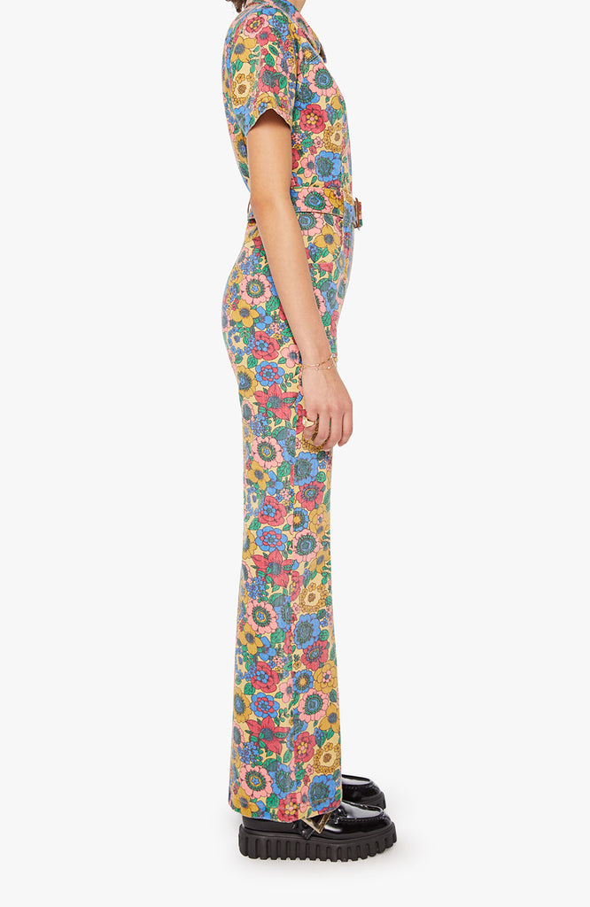 MOTHER The Hustler Roller Jumpsuit Heel Track And Flower Fields abigail fashion