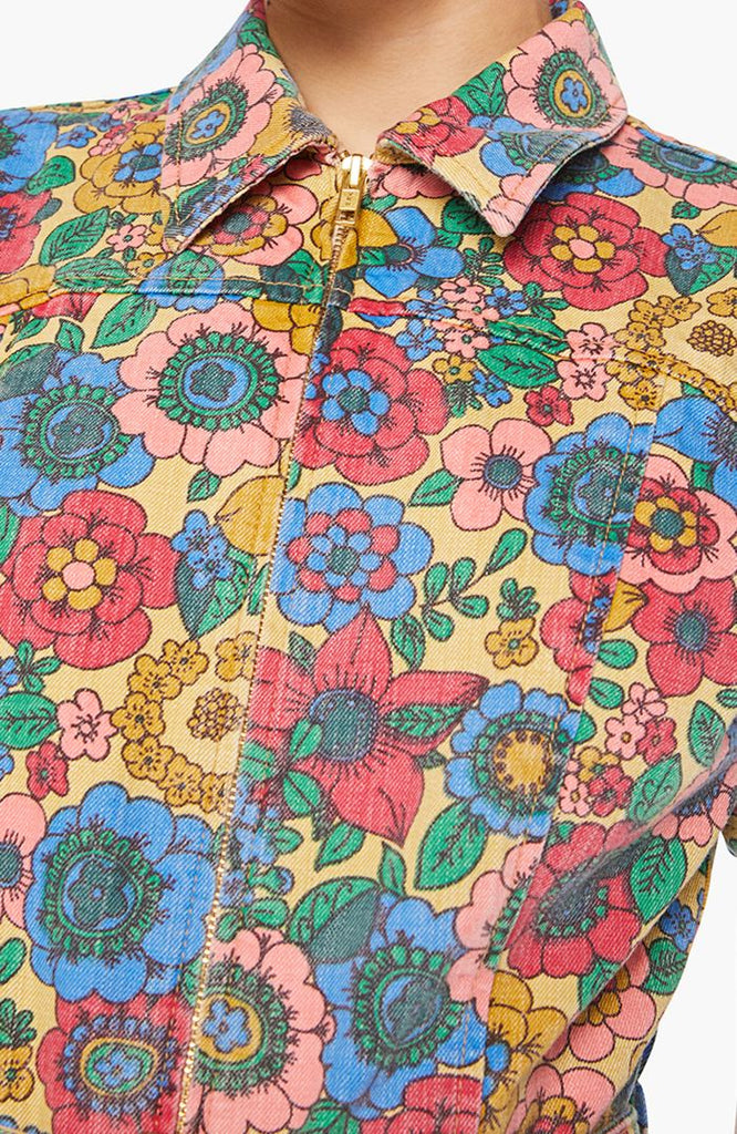 MOTHER The Hustler Roller Jumpsuit Heel Track And Flower Fields abigail fashion