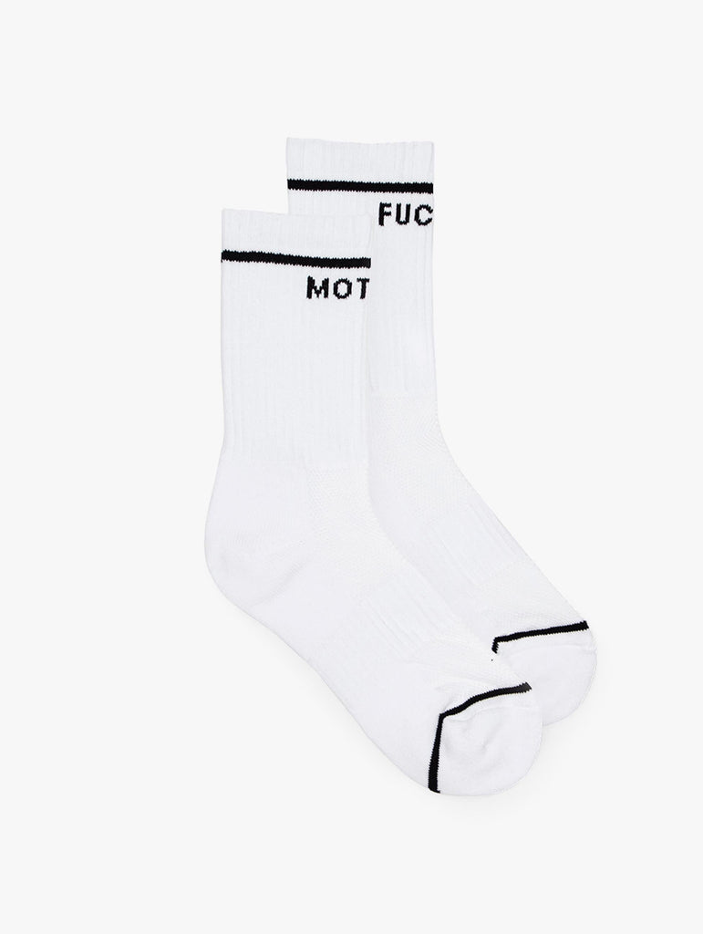 From the brand MOTHER Women's Baby Steps Socks in MWB-White-Black - abigail fashion
