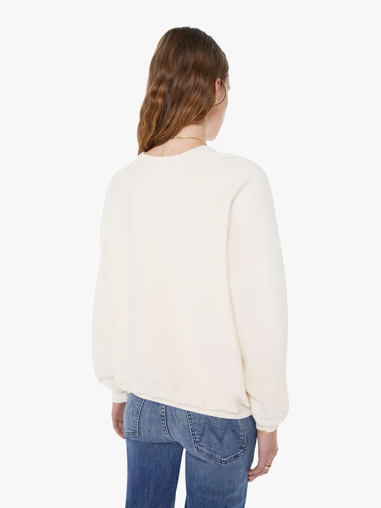 From the brand MOTHER Women's The Biggie Concert Raglan Sweatshirt in Cream - abigail fashion
